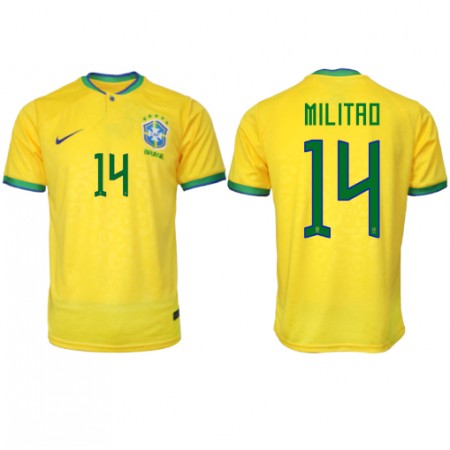 Virallinen pelipaita Brasilia Eder Militao 14 Koti World Cup 2022 Lyhythihainen - Miesten